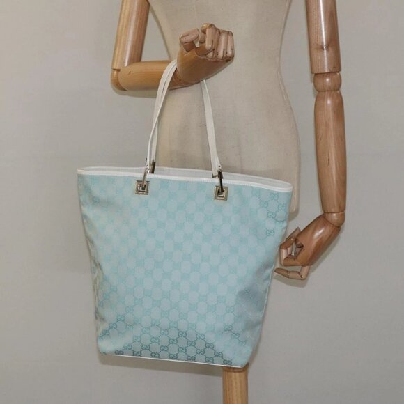 GUCCI GG Canvas Tote Bag Blue Gold 002 1098 Auth 125400 - Picture 3 of 16